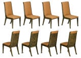 Set Eight  Mastercraft Amboyna Burl & Brass Dining Chairs