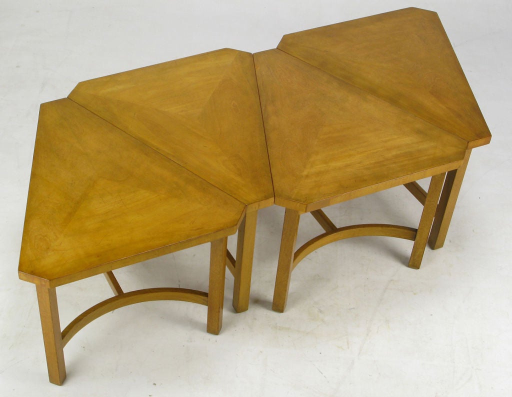 Set Four Kittinger Bleached Mahogany Geometric Bunching Tables