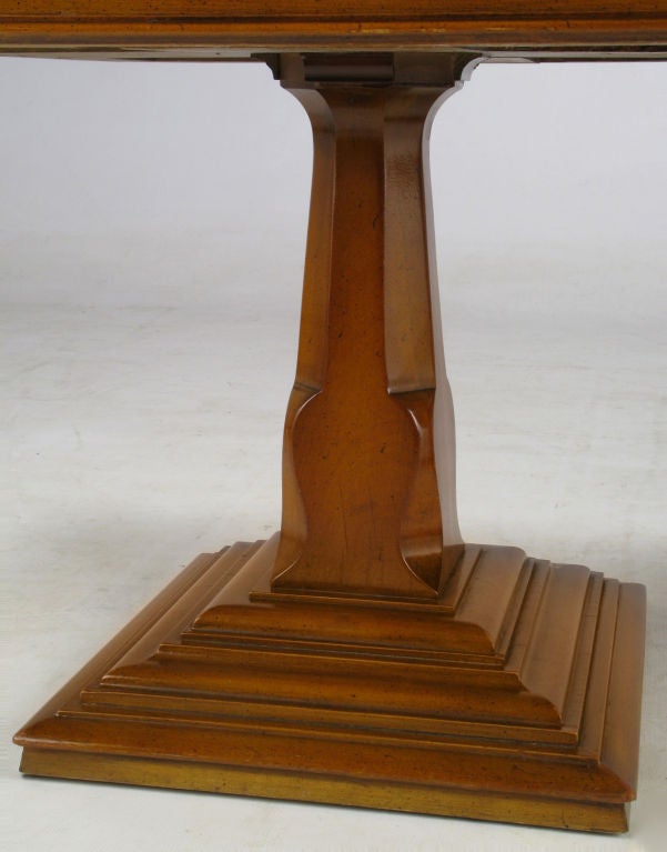 Mid-20th Century Neo-Gothic Style Travertine & Maple Pedestal Tables