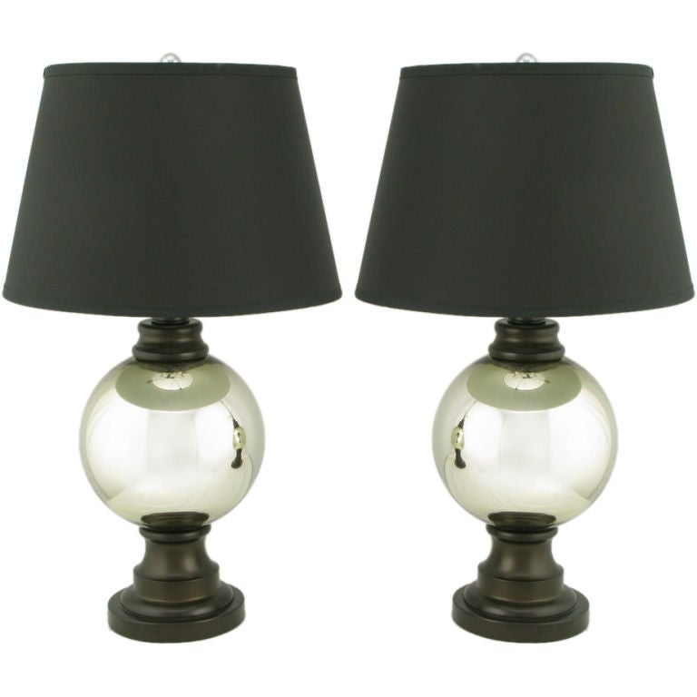 Pair Spherical Mercury Glass Table Lamps For Sale at 1stdibs
