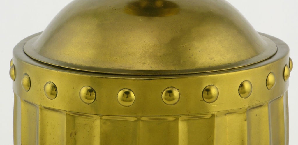 Mid-20th Century Pair Stiffel Fluted & Studded Brass Urn Table Lamps