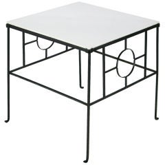 Tommi Parzinger For Salterini Wrought Iron & Vitrolite End Table