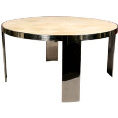 Used Pace Steel Dining Table with Parchment Top