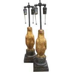 Great Pair of Gilded Eagle Lamps