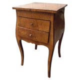 Italian burled olive wood two drawer stand