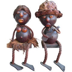 Rare Vintage Hawaiian coconut figures