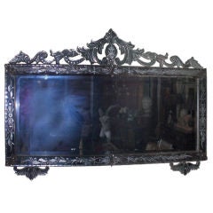 Vintage Unusual engraved Venetian overmantel mirror