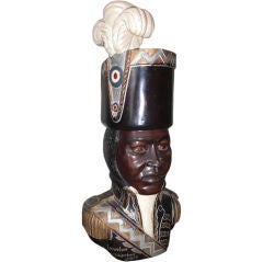 Vintage Haitian carved bust of General Louverture