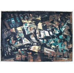 Abstract mid century oil on canvas by Ray Ridabock