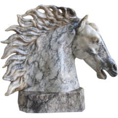 Vintage Large 1950's Italian carved alabaster sculpture of a Horse