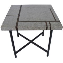 Terrazzo and brass Harvey Probber side table