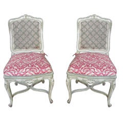 Pair of French Regence style painted side chairs