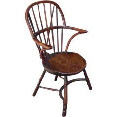 Antique Unusual English brace-back windsor chair