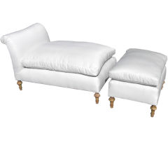 1940'sFrench style chaise longue/ slipper chair and ottoman