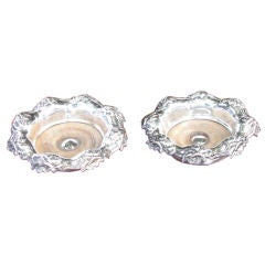 Pair of Sheffield plate wine coasters
