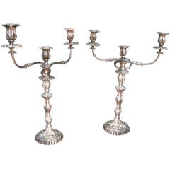 Large pair silverplate candleabra
