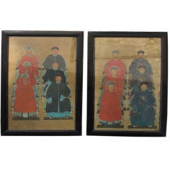 Large pair of   20th cent Chinese ancestral portraits
