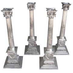 Set of 4 19th century silverplate columnar candlesticks