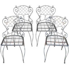 Set of 4 vintage iron patio chairs