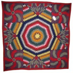 Pieced and Applique Quilt: Star with Princess Feathers
