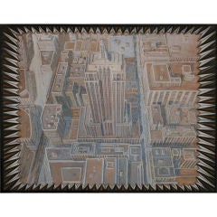 Art Deco Folk Art Painting Empire State Building NYC