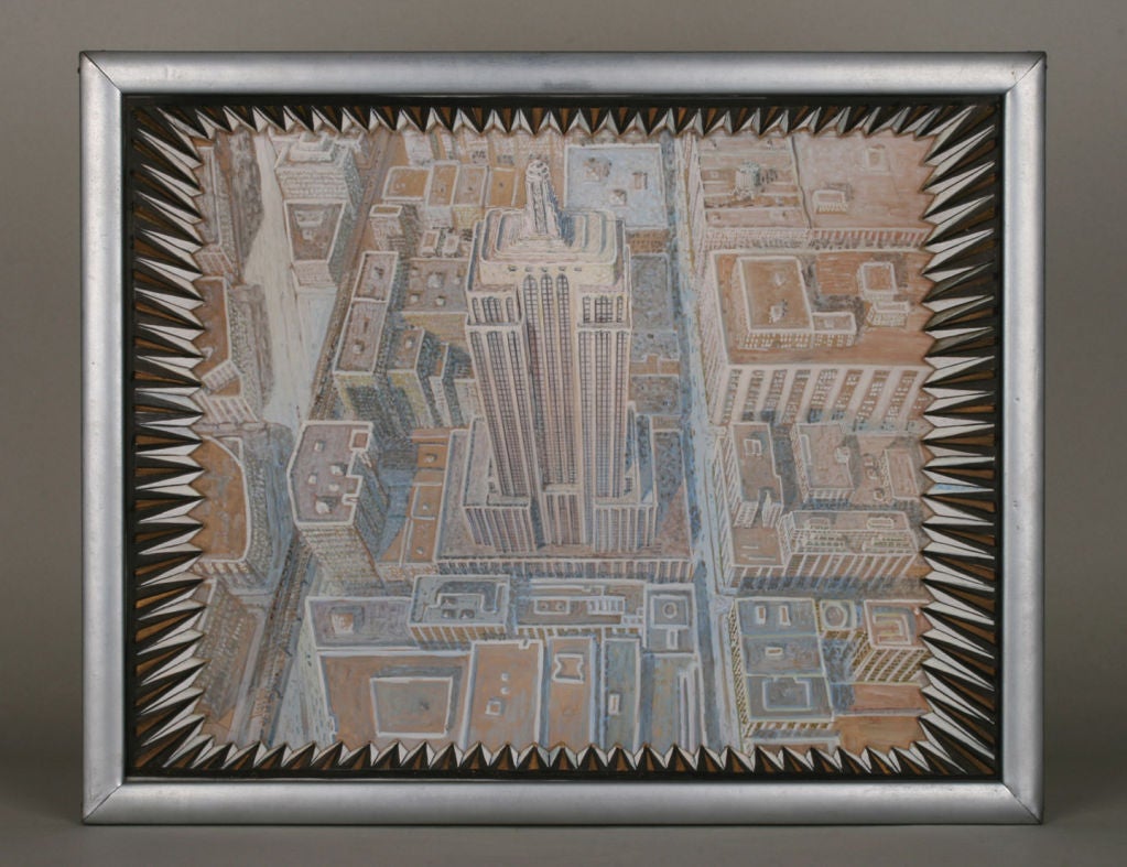 Art Deco Folk Art Painting Empire State Building NYC