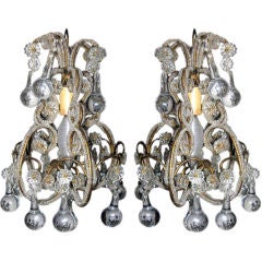 Pair of Crystal & Beaded Petite French Chandeliers