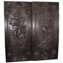 Pair of Continental Carved Door