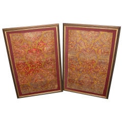 Pair of  19th C. Italian Leather Panels
