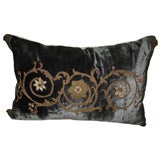 Antique 19th C. Metallic Embroidered Silk Velvet Bed Pillow