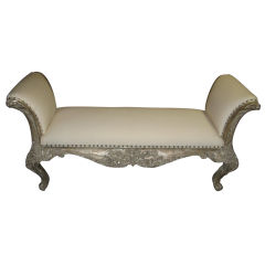 Carved Italian Silver Gilt Bench C. 1930's
