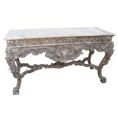 Italian Silver Gilt Console with Marble Top C. 1900's