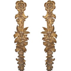 Antique Pair of Giltwood Italian Carvings C. 1900