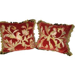 Antique Pair of 18th C. Italian Textile Pillows