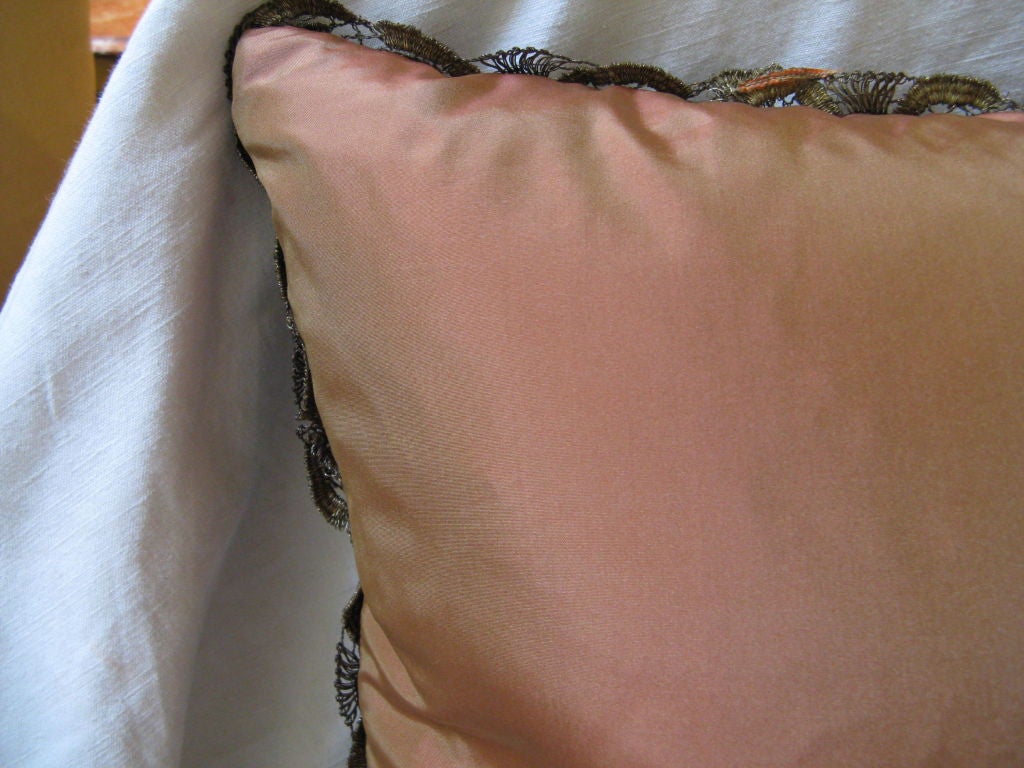 Italian Embroidered Silk Velvet Pillow C. 1800's 1