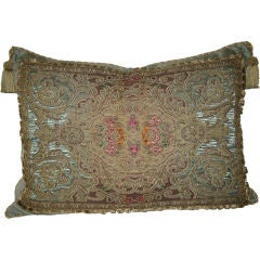 Vintage Aqua Marine Textile Bed Pillow C. 1900's