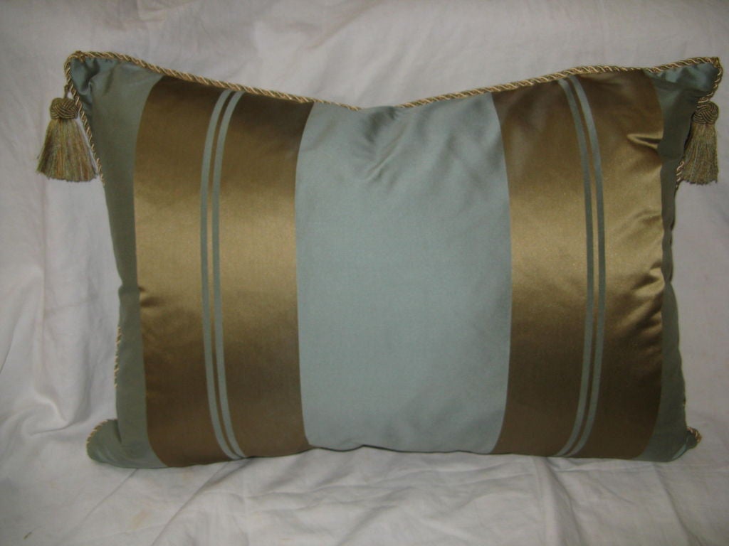 Vintage Aqua Marine Textile Bed Pillow C. 1900's 2