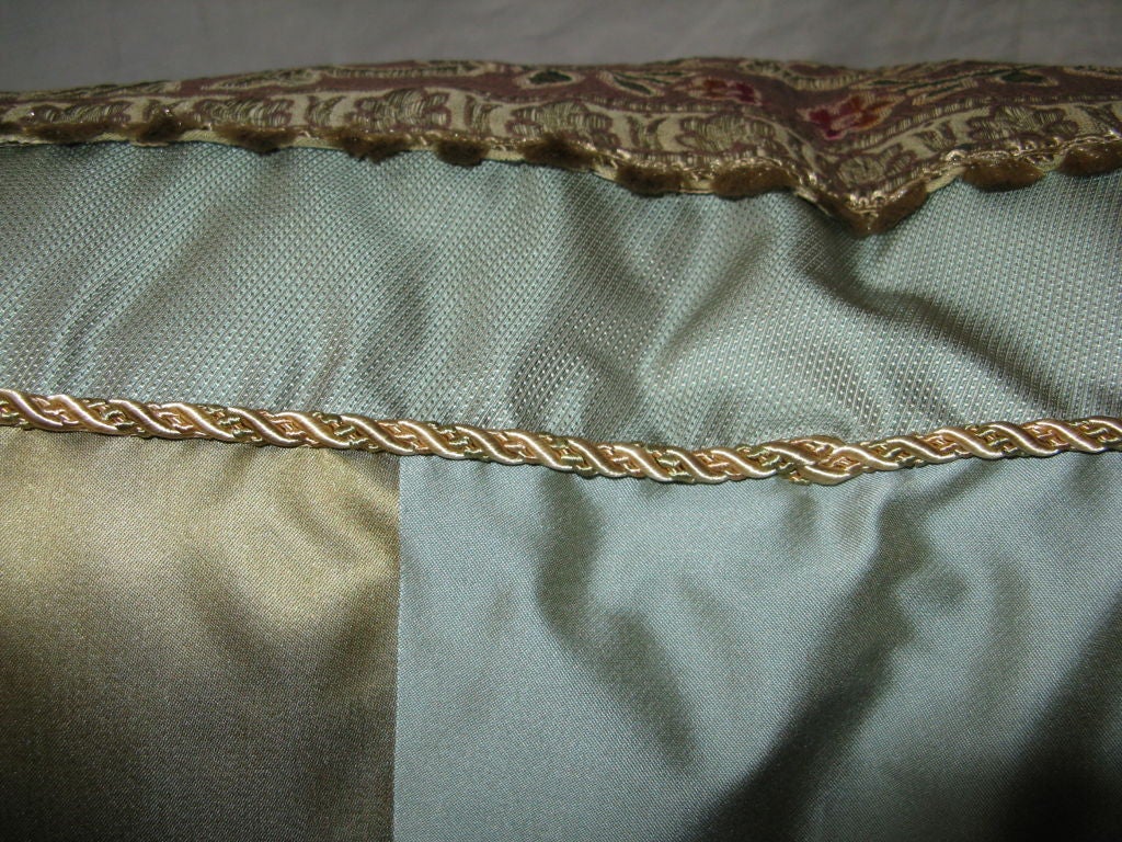 Vintage Aqua Marine Textile Bed Pillow C. 1900's 3