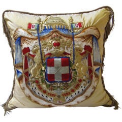 Antique 19th C. Italian Armoral Textile Pillow