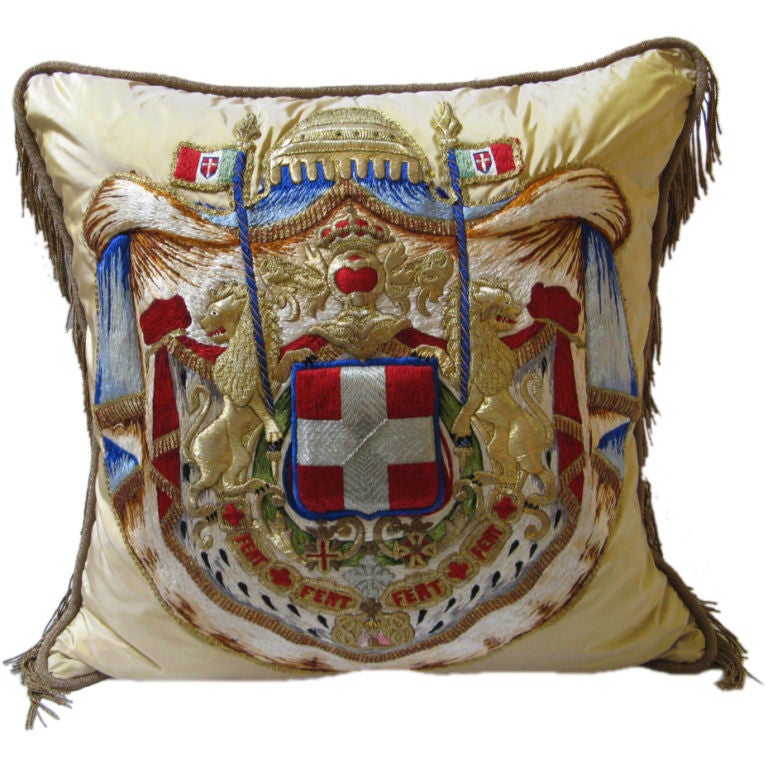 19th C. Italian Armoral Textile Pillow at 1stdibs