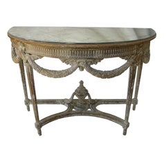 Antique 19th C. Continental Carved Console Base & Mirrored Top