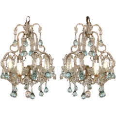 Stunning Pair of Crystal 
Beaded Chandeliers