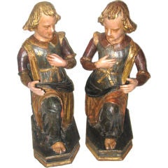 Pair of 19th C. Italian Carved Alter Figures