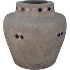Antique Hillside Pottery Company Pot-Rose and black tiles