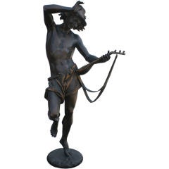 19th Century Overscale Bronze Of Musician