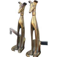 Unusual Dog Andirons with screen