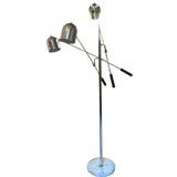 Lightolier Triennele Style Chome and Marble Floor lamp