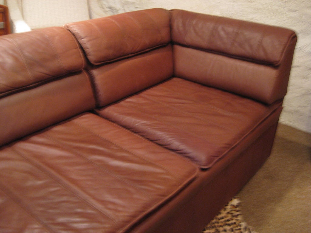 1970'sThin lined leather Sofa