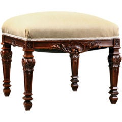 Pair of French Antique Louis XIV-style Carved Walnut Footstools