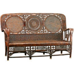 Exceptional French Antique Colonial Wicker Woven Bench